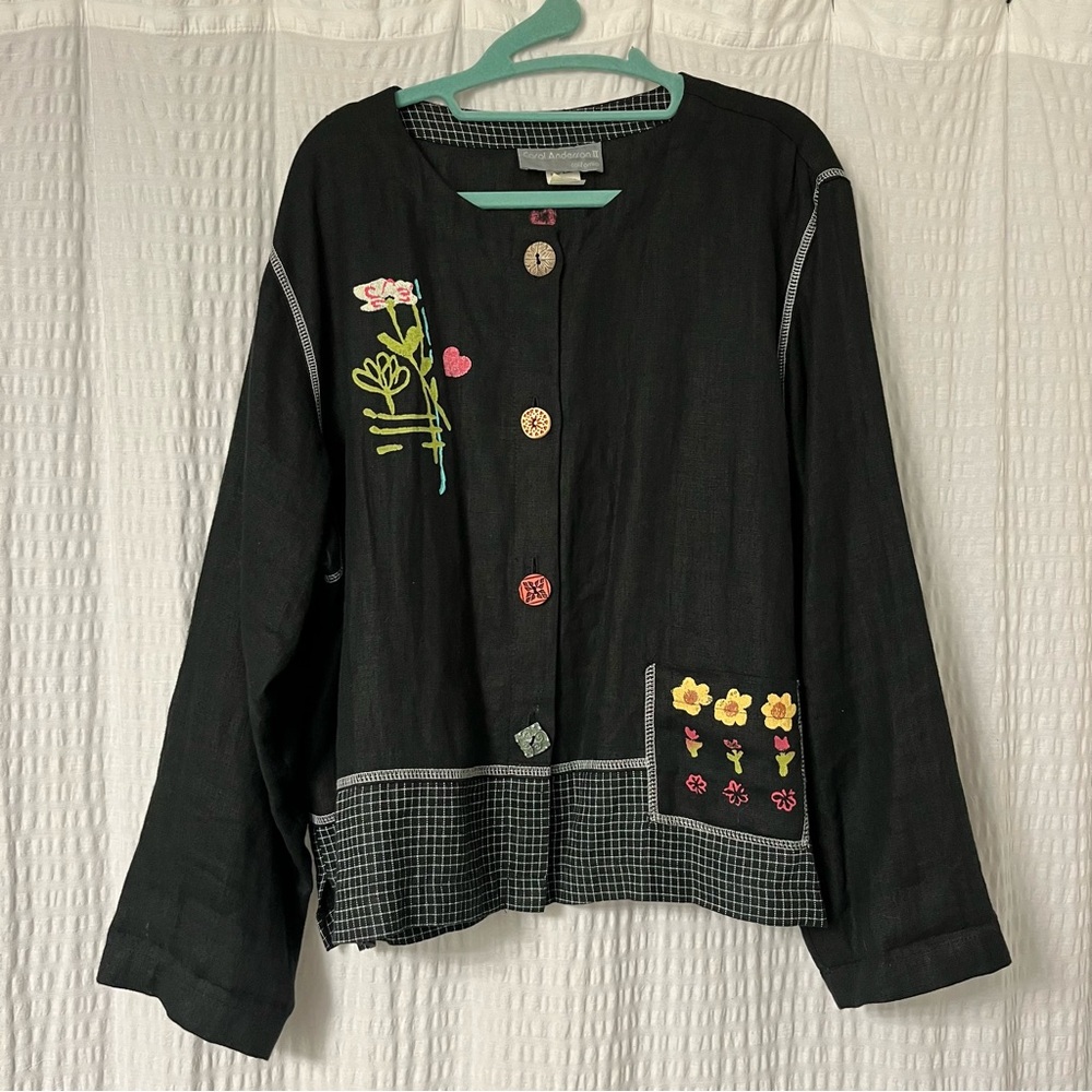 Vintage Carol Anderson Hand Painted Linen Top/Jacket Women’s Size 2x